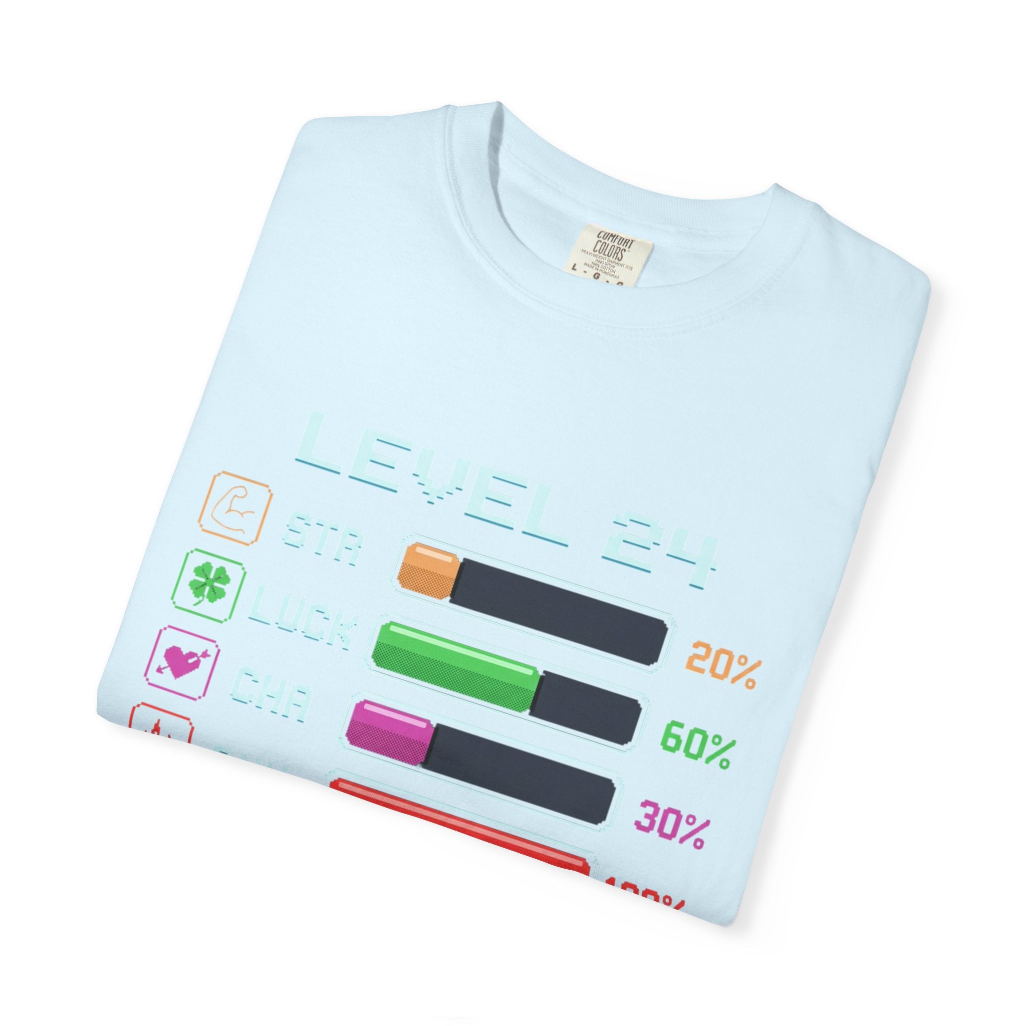 Level 24 Progress Bars T-shirt | Gamer Stats Tee, Birthday Level Shirt