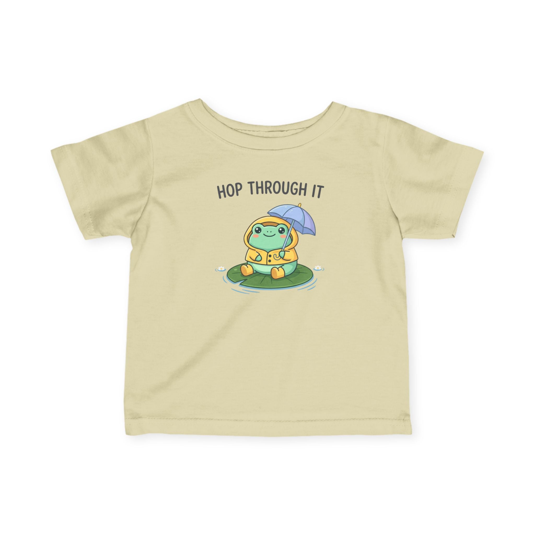 Hop Through It Frog Illustration Infant Tee | Cute Rainy Day Baby Shirt