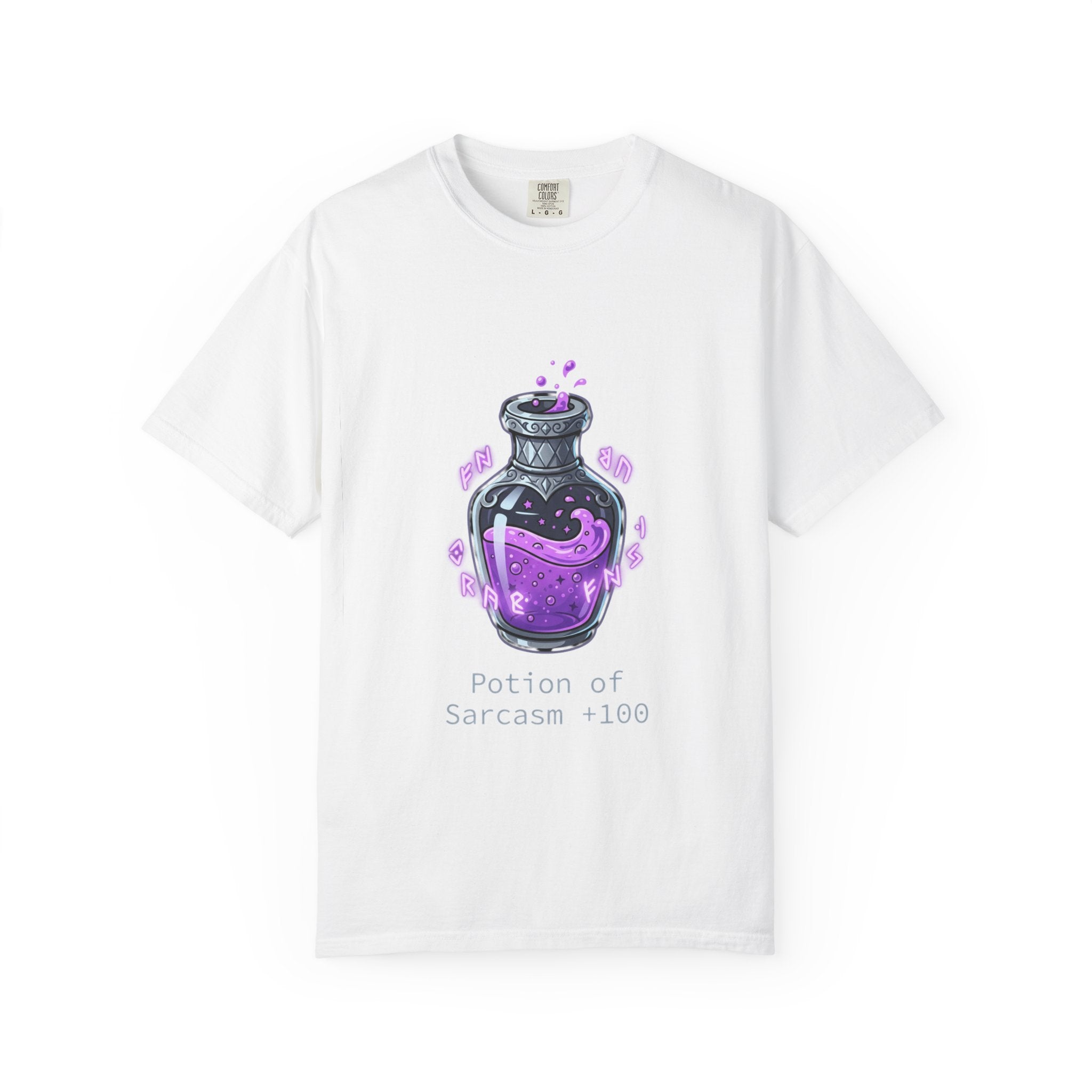 Potion of Sarcasm 100 T-shirt | Purple Magic Potion Illustration