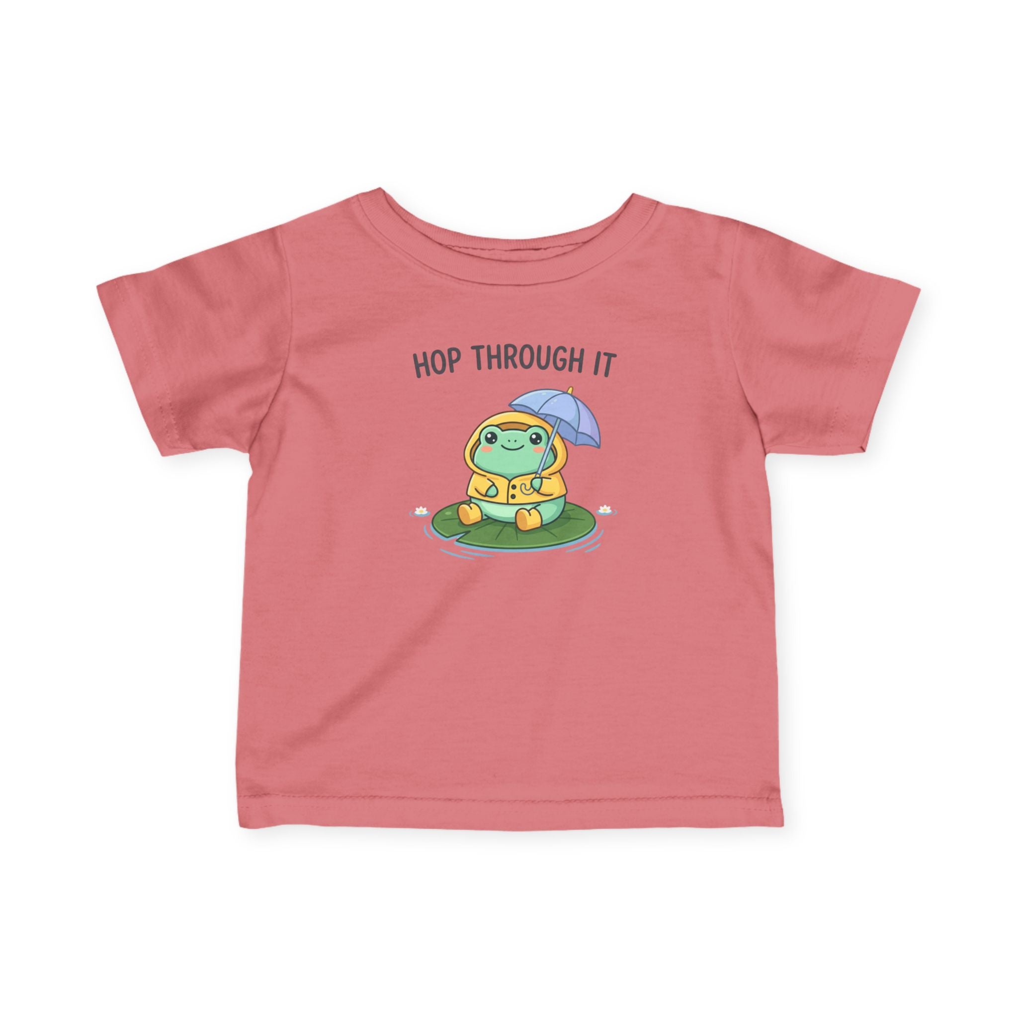 Hop Through It Frog Illustration Infant Tee | Cute Rainy Day Baby Shirt