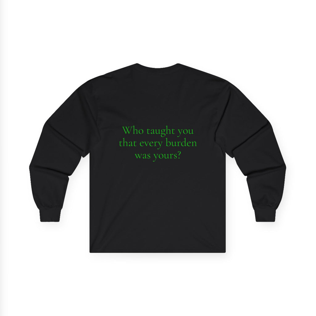Dark Burden Dwarven Artwork Long Sleeve Tee | Gothic Fantasy, Illustrated CHampion