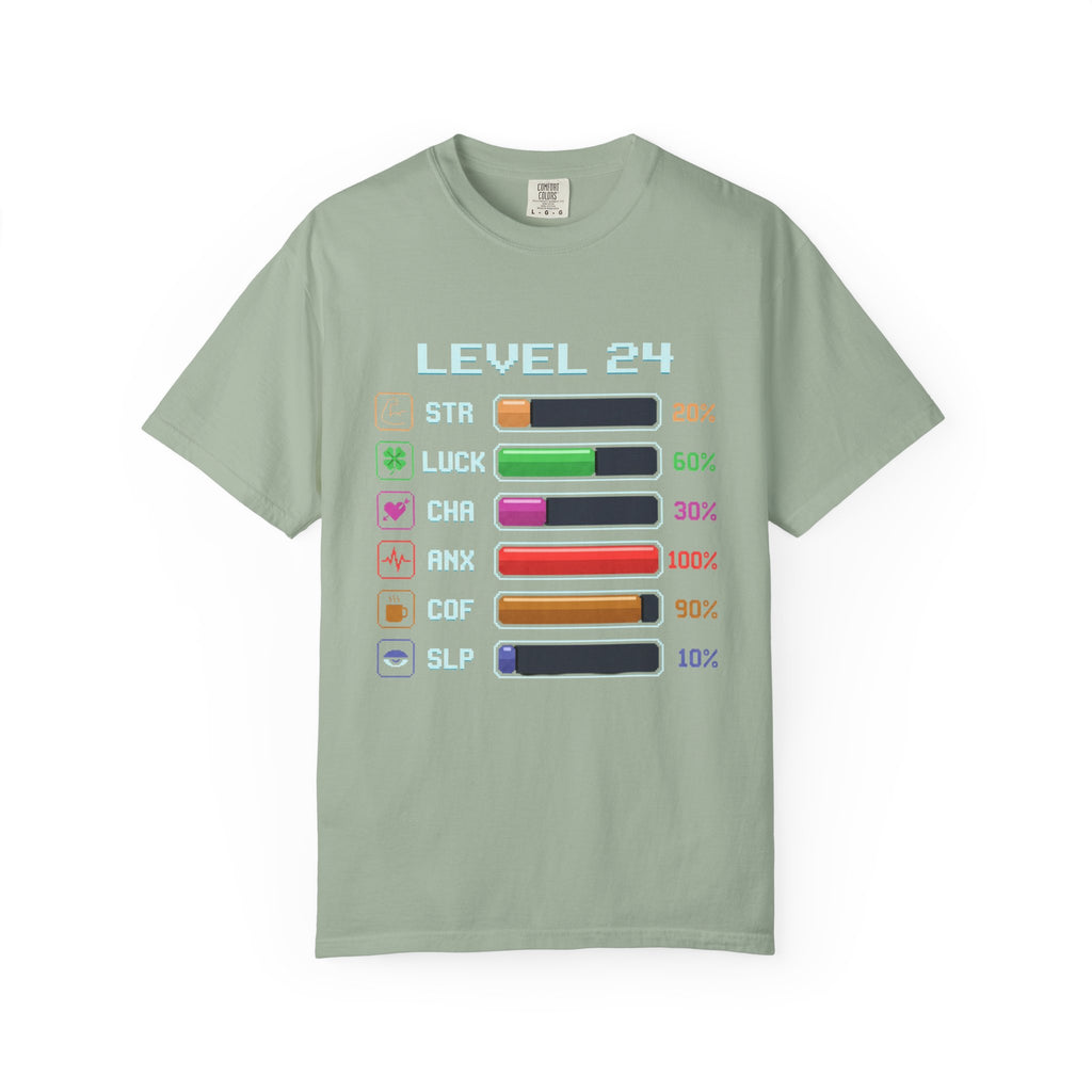 Level 24 Progress Bars T-shirt | Gamer Stats Tee, Birthday Level Shirt