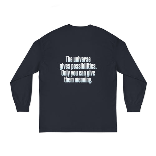 Cosmic Chance Long Sleeve | Inspirational Back Quote, Nebula Music Art
