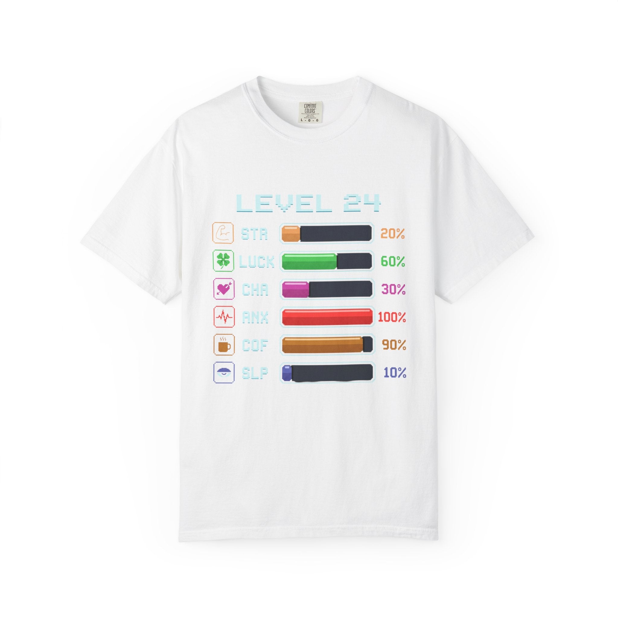 Level 24 Progress Bars T-shirt | Gamer Stats Tee, Birthday Level Shirt