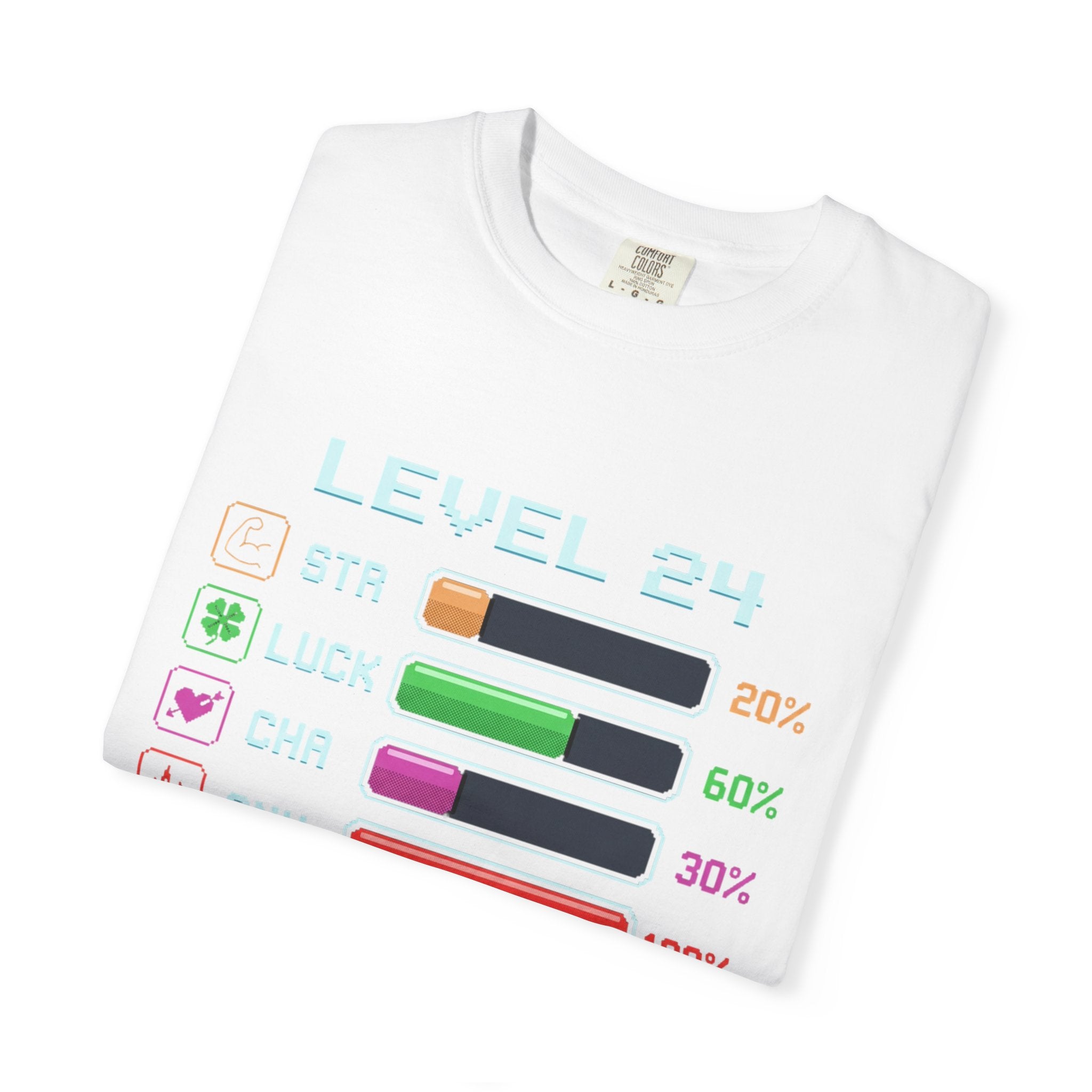 Level 24 Progress Bars T-shirt | Gamer Stats Tee, Birthday Level Shirt
