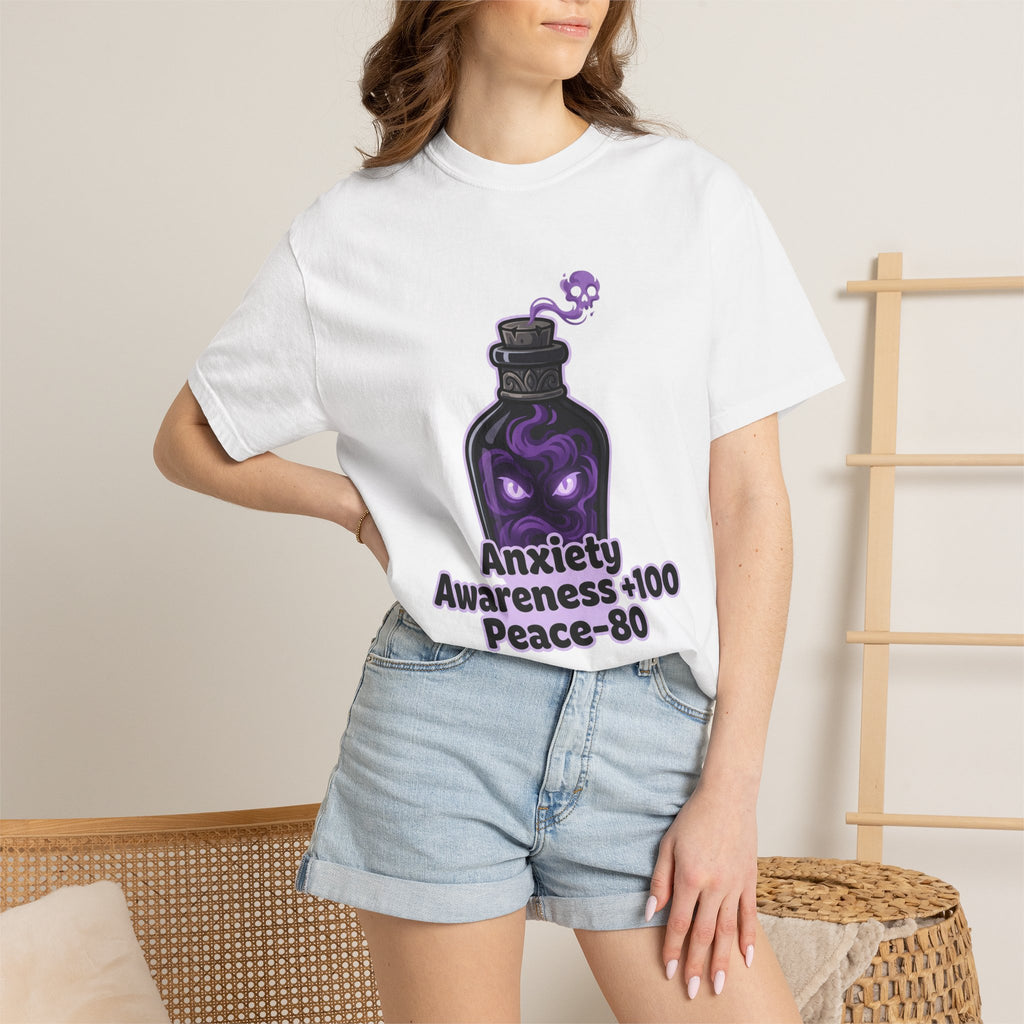 Anxiety Awareness Potion T-shirt | RPG Stat Style Mental Health Tee