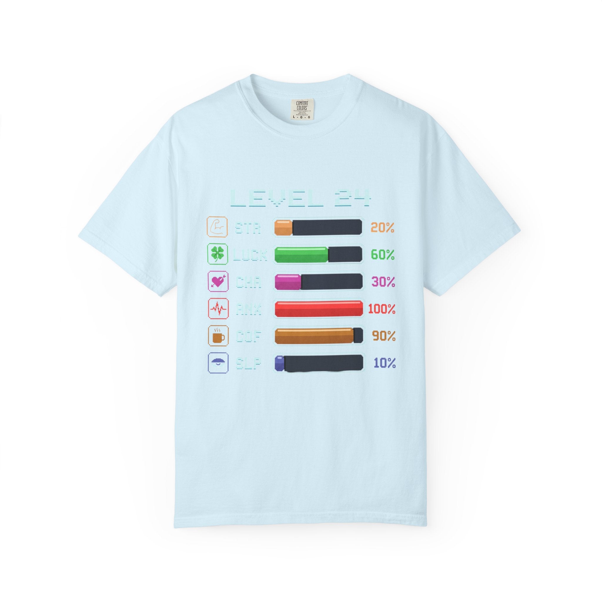 Level 24 Progress Bars T-shirt | Gamer Stats Tee, Birthday Level Shirt