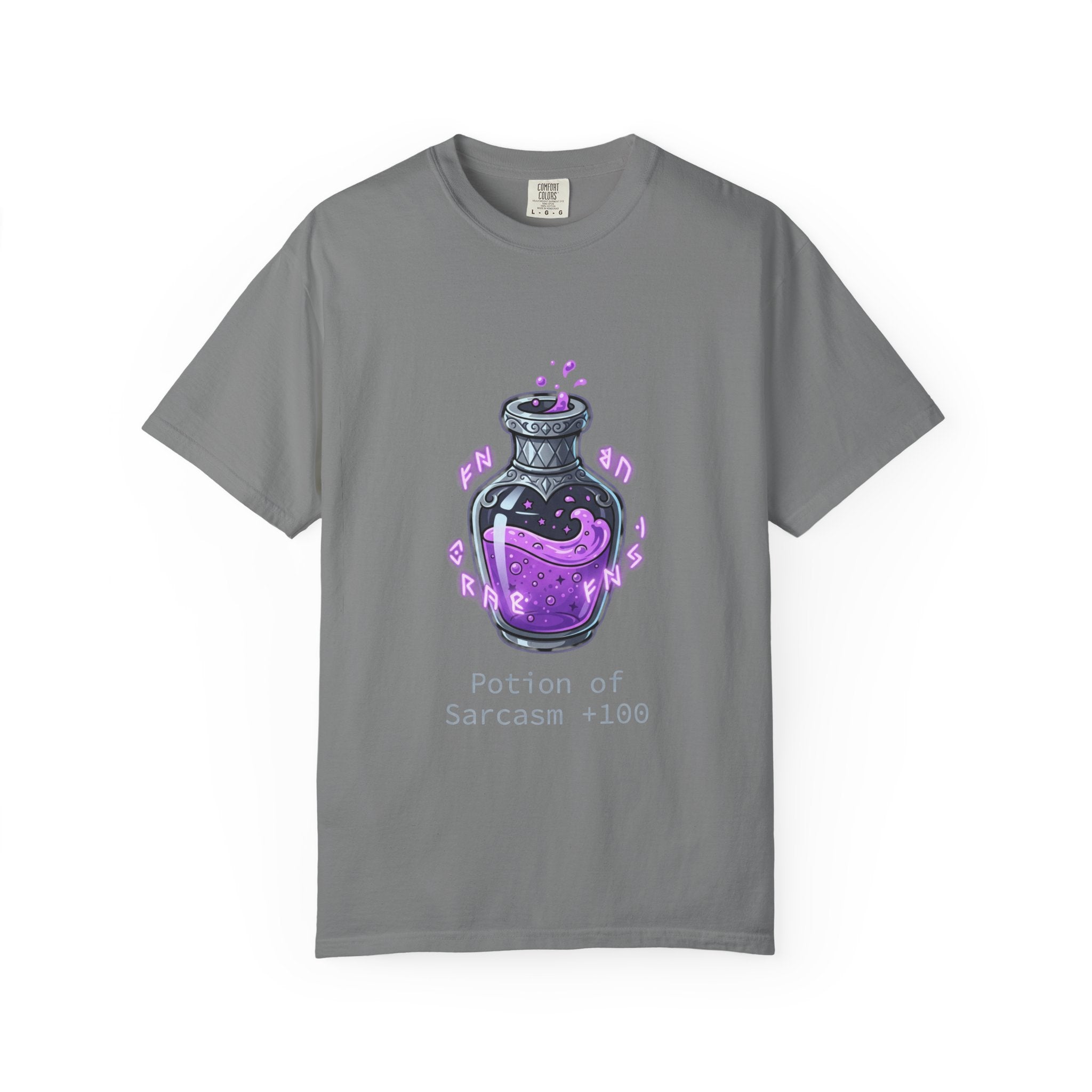 Potion of Sarcasm 100 T-shirt | Purple Magic Potion Illustration