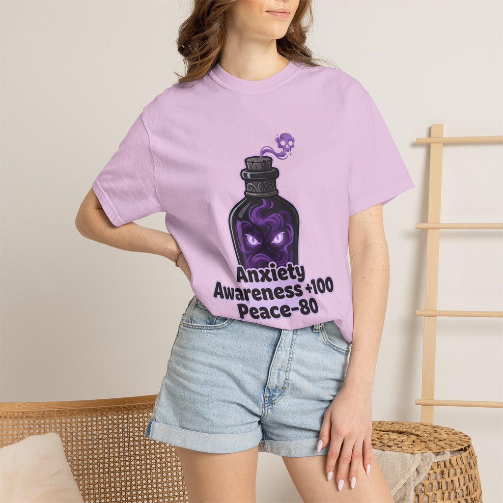 Anxiety Awareness Potion T-shirt | RPG Stat Style Mental Health Tee