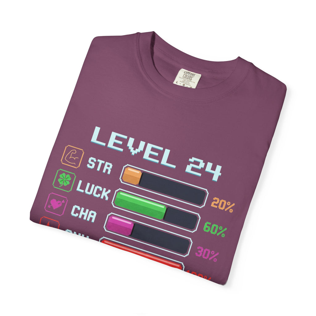 Level 24 Progress Bars T-shirt | Gamer Stats Tee, Birthday Level Shirt
