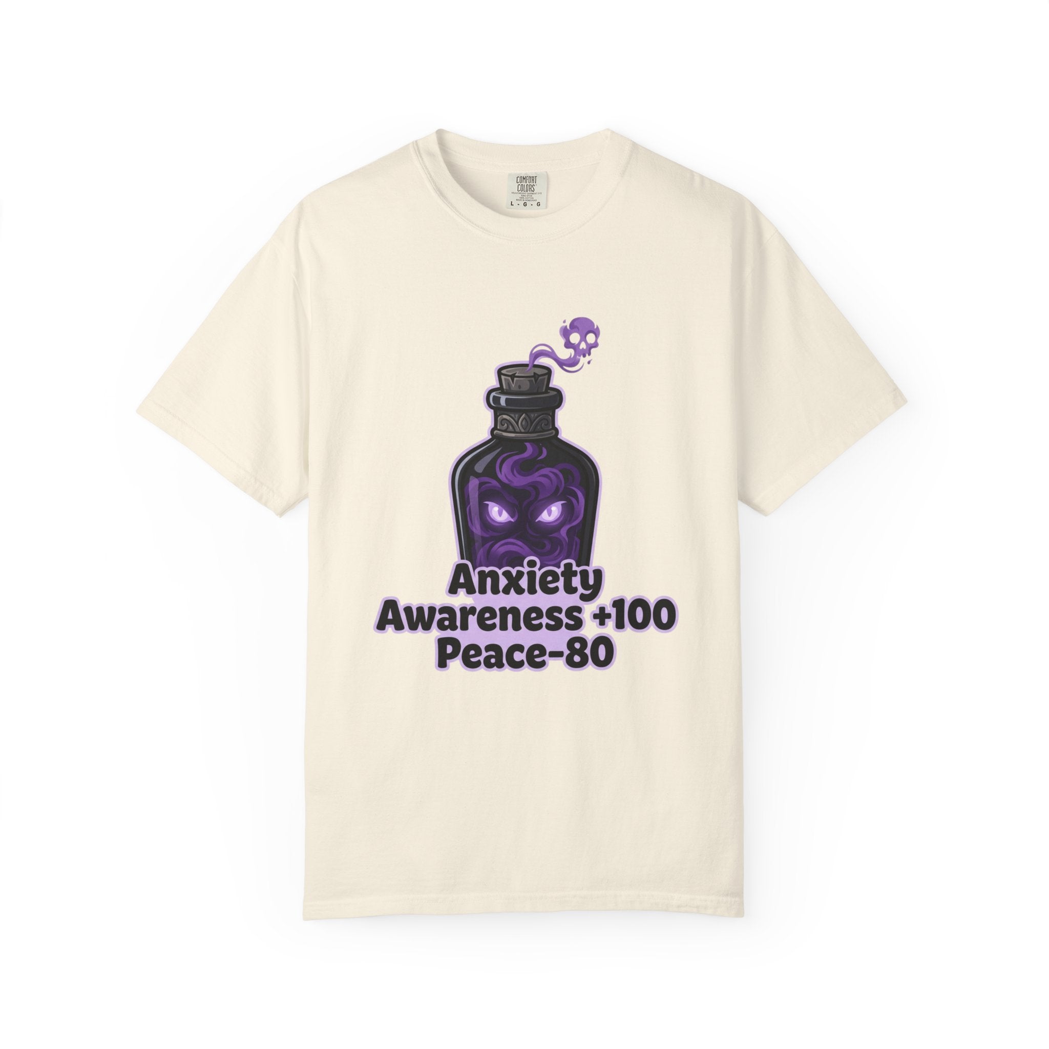 Anxiety Awareness Potion T-shirt | RPG Stat Style Mental Health Tee