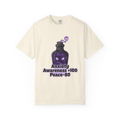 Anxiety Awareness Potion T-shirt | RPG Stat Style Mental Health Tee