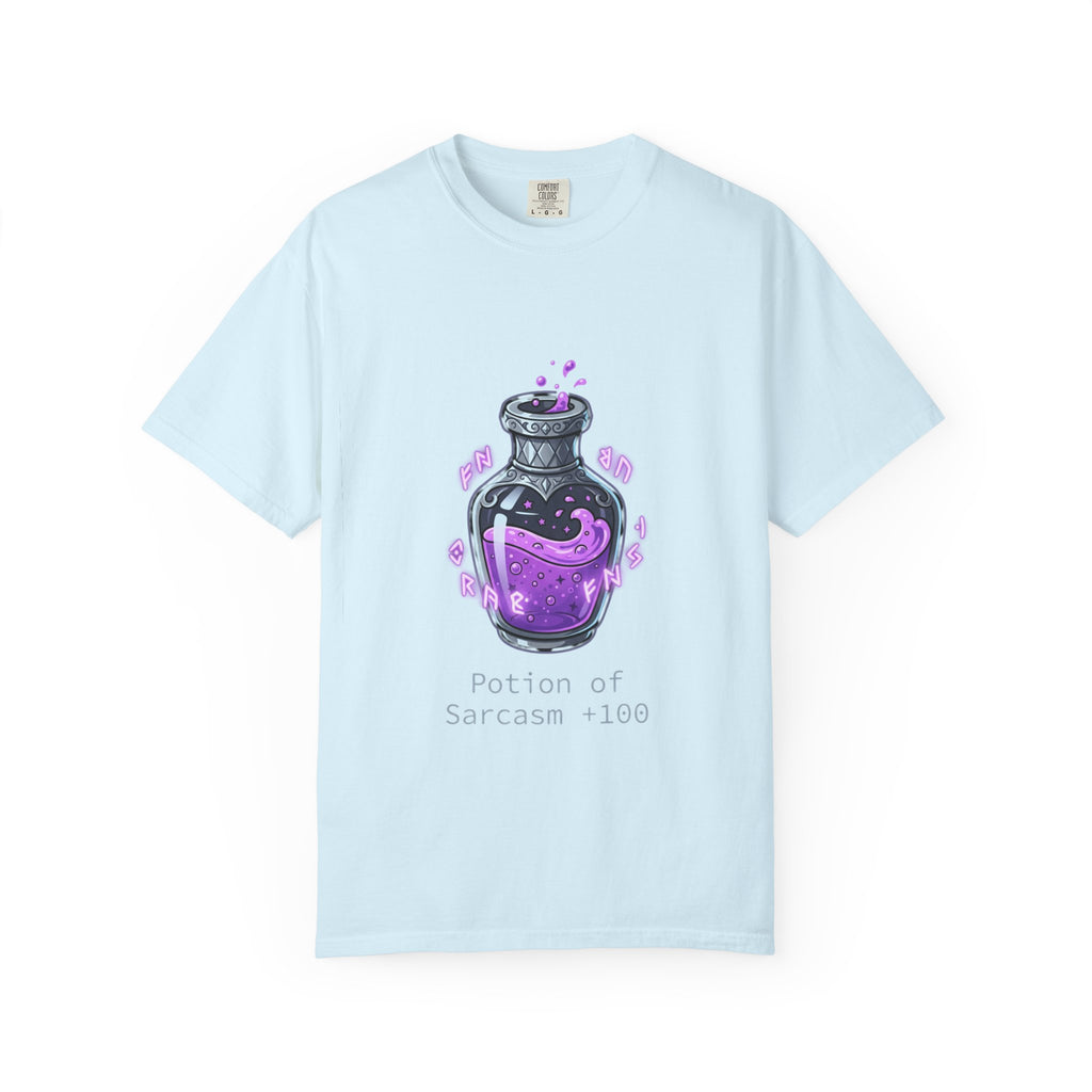 Potion of Sarcasm 100 T-shirt | Purple Magic Potion Illustration