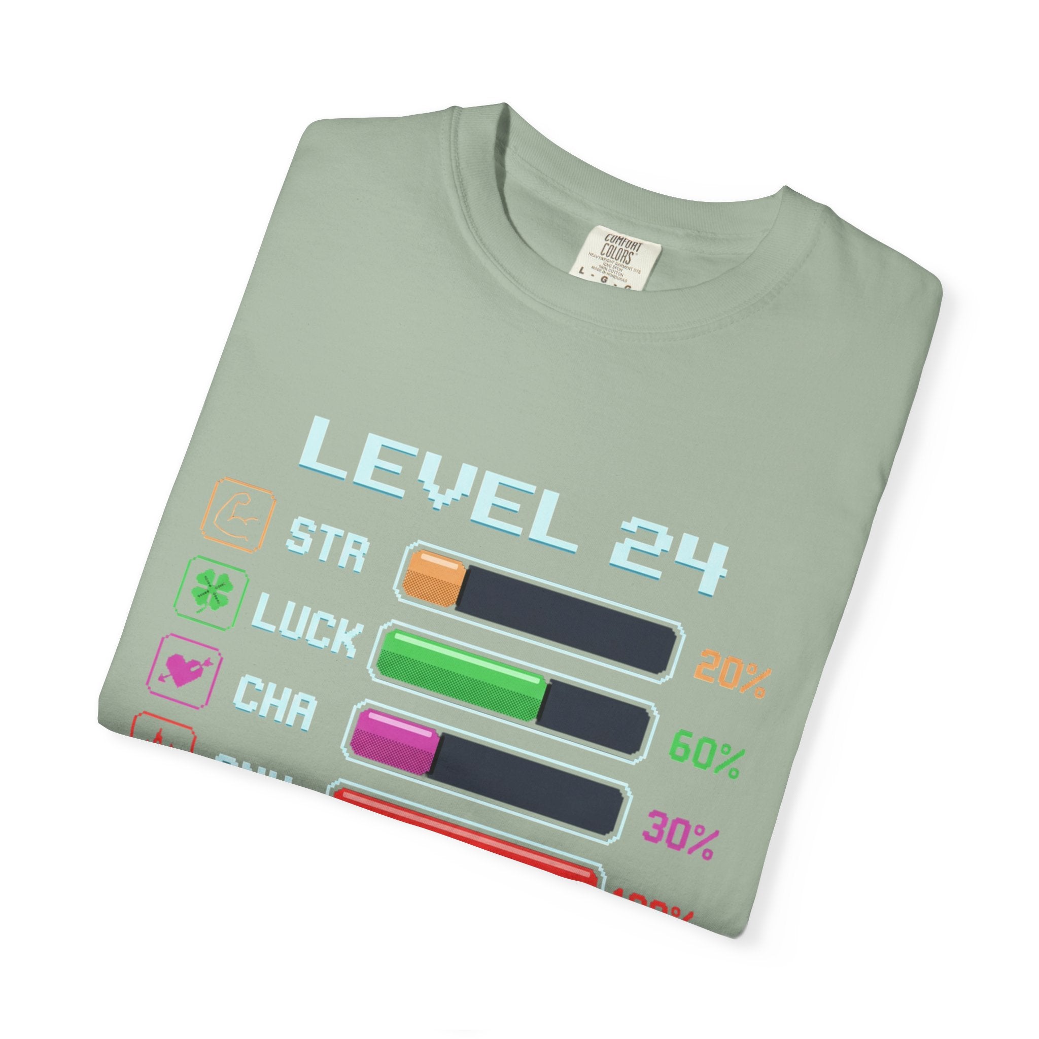 Level 24 Progress Bars T-shirt | Gamer Stats Tee, Birthday Level Shirt