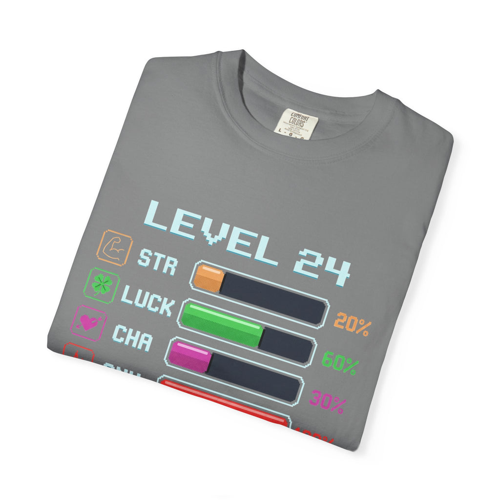 Level 24 Progress Bars T-shirt | Gamer Stats Tee, Birthday Level Shirt
