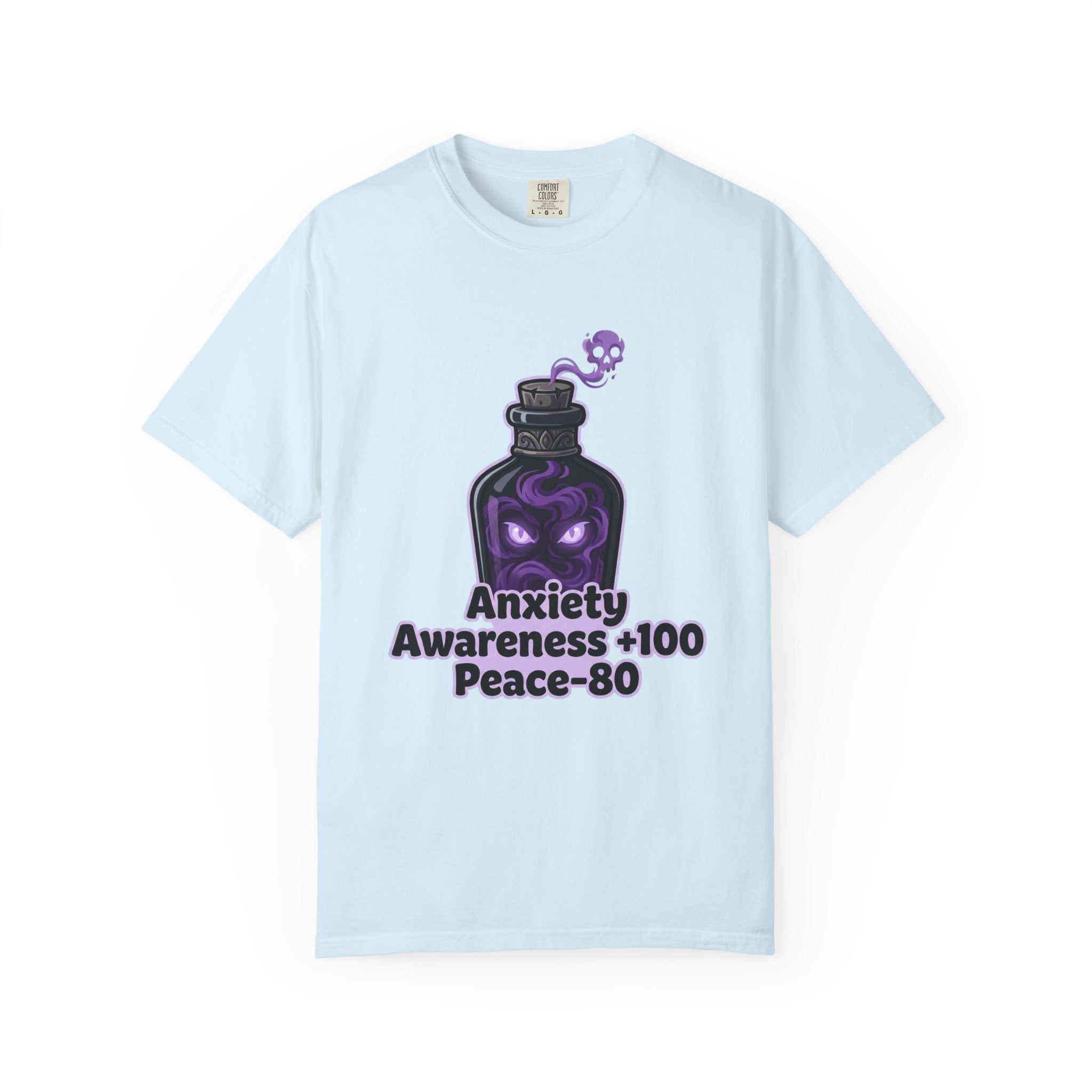 Anxiety Awareness Potion T-shirt | RPG Stat Style Mental Health Tee