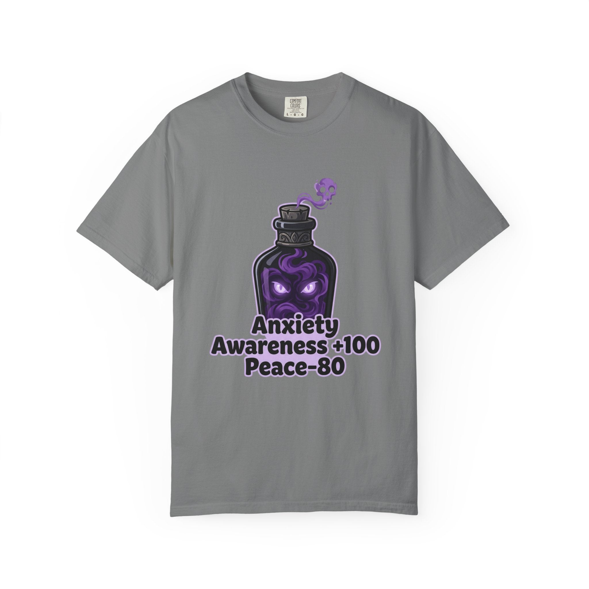 Anxiety Awareness Potion T-shirt | RPG Stat Style Mental Health Tee