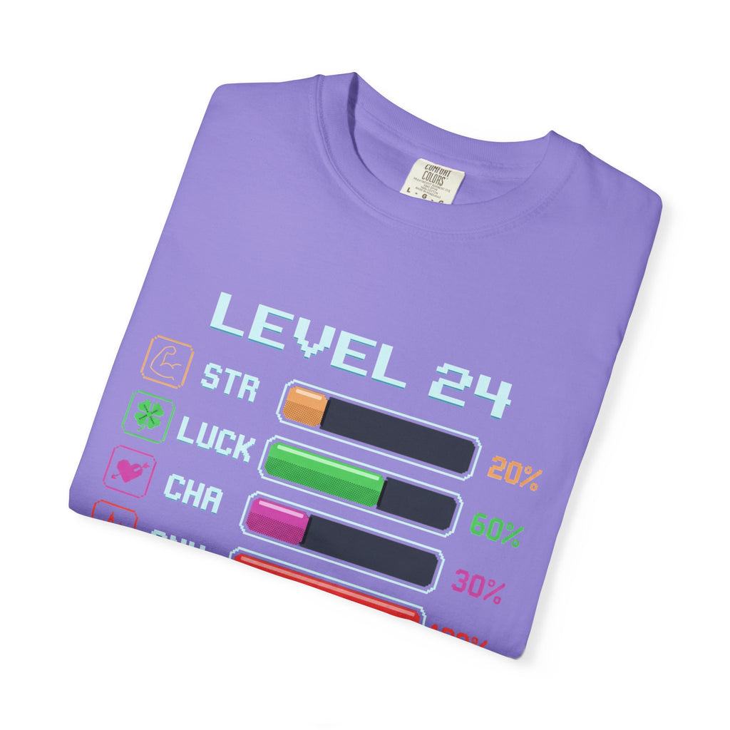 Level 24 Progress Bars T-shirt | Gamer Stats Tee, Birthday Level Shirt