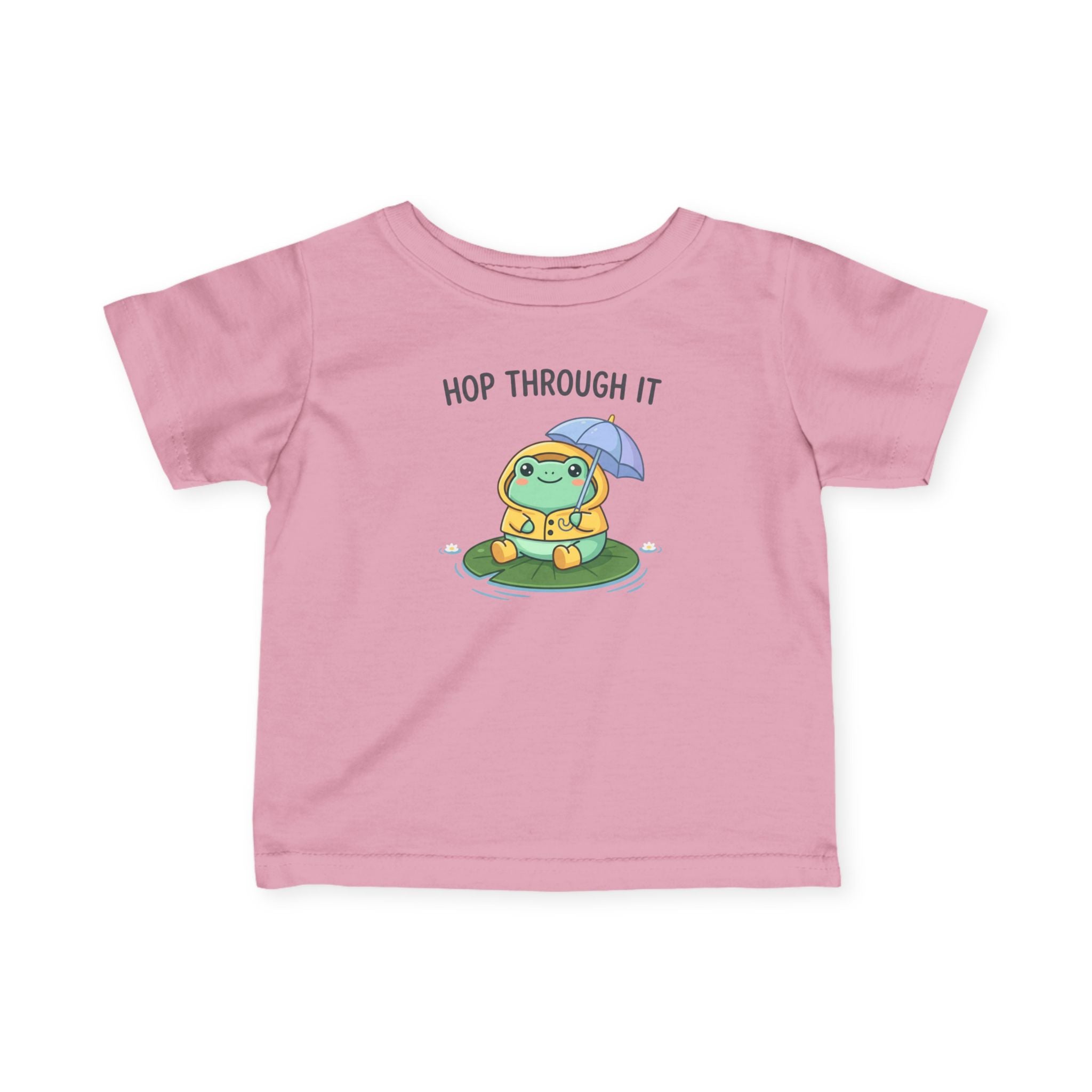 Hop Through It Frog Illustration Infant Tee | Cute Rainy Day Baby Shirt