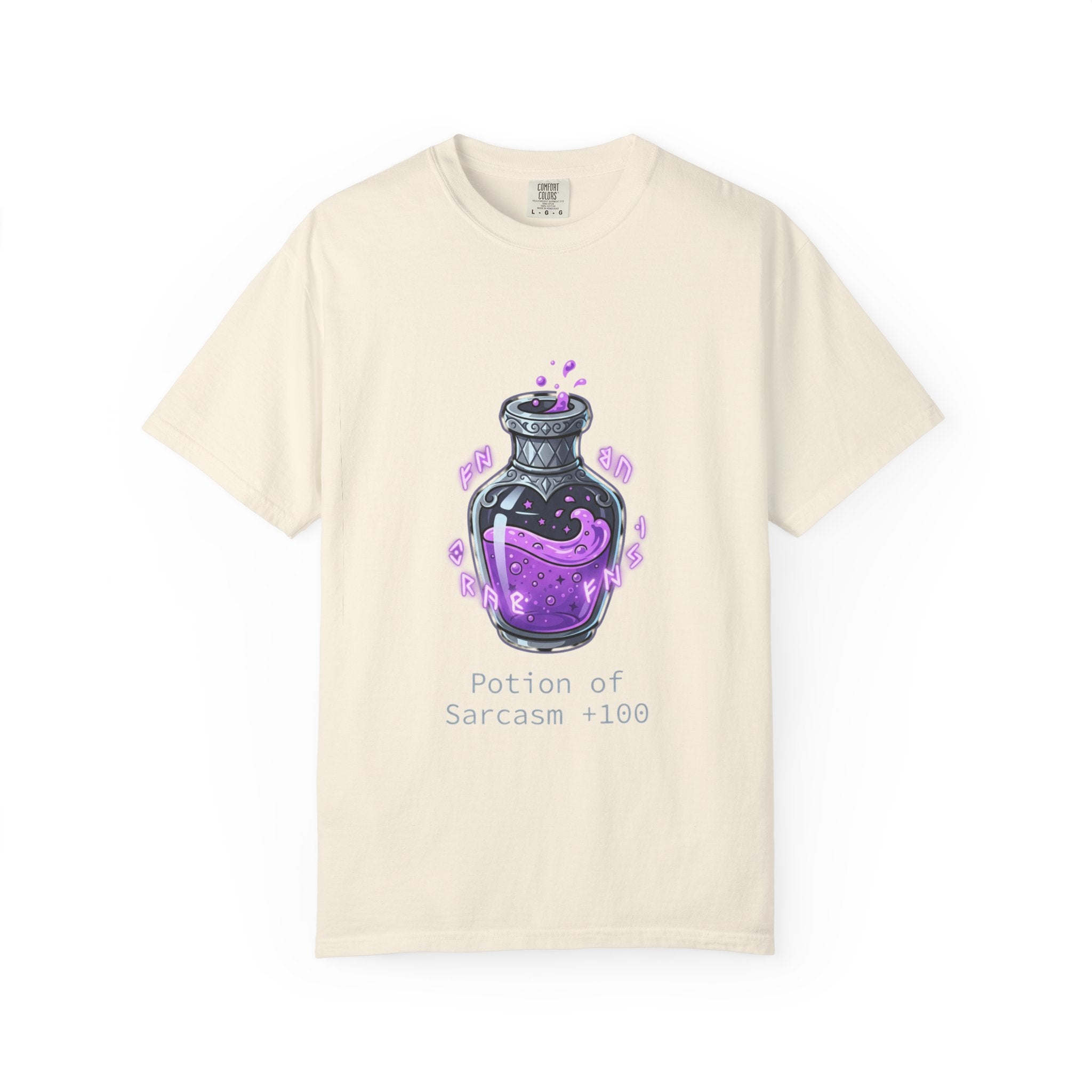 Potion of Sarcasm 100 T-shirt | Purple Magic Potion Illustration