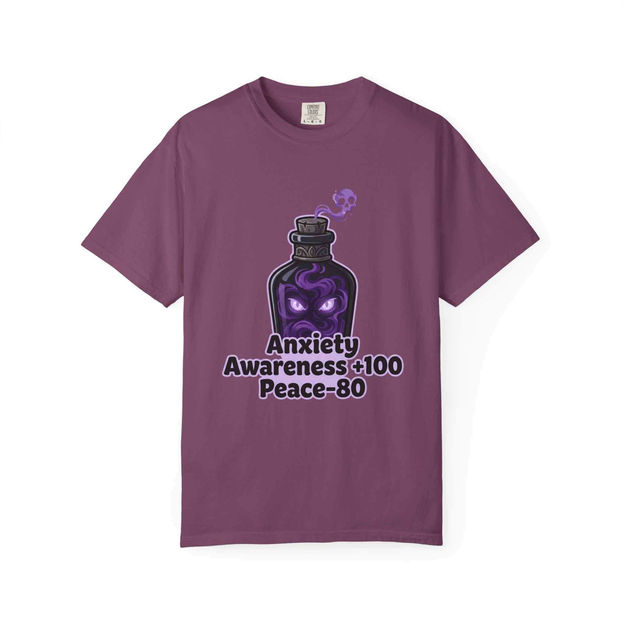 Anxiety Awareness Potion T-shirt | RPG Stat Style Mental Health Tee
