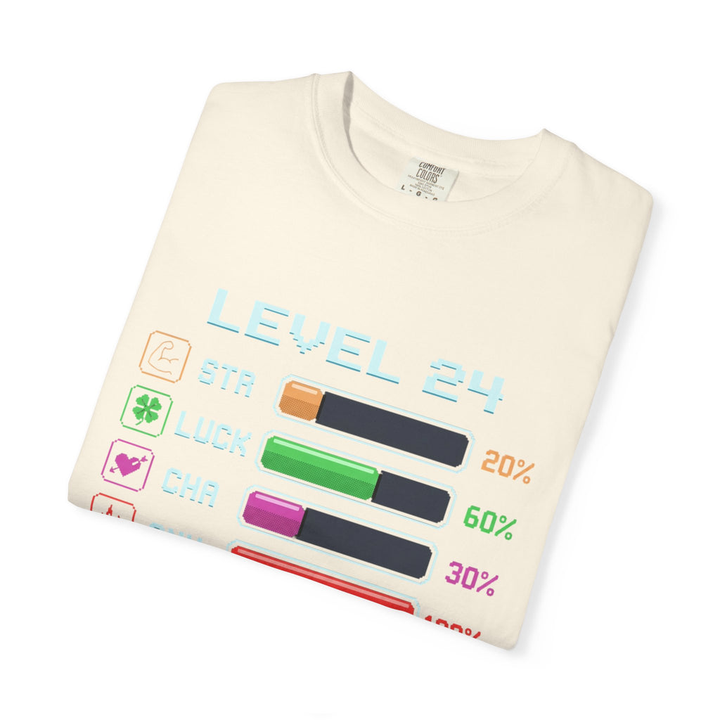 Level 24 Progress Bars T-shirt | Gamer Stats Tee, Birthday Level Shirt