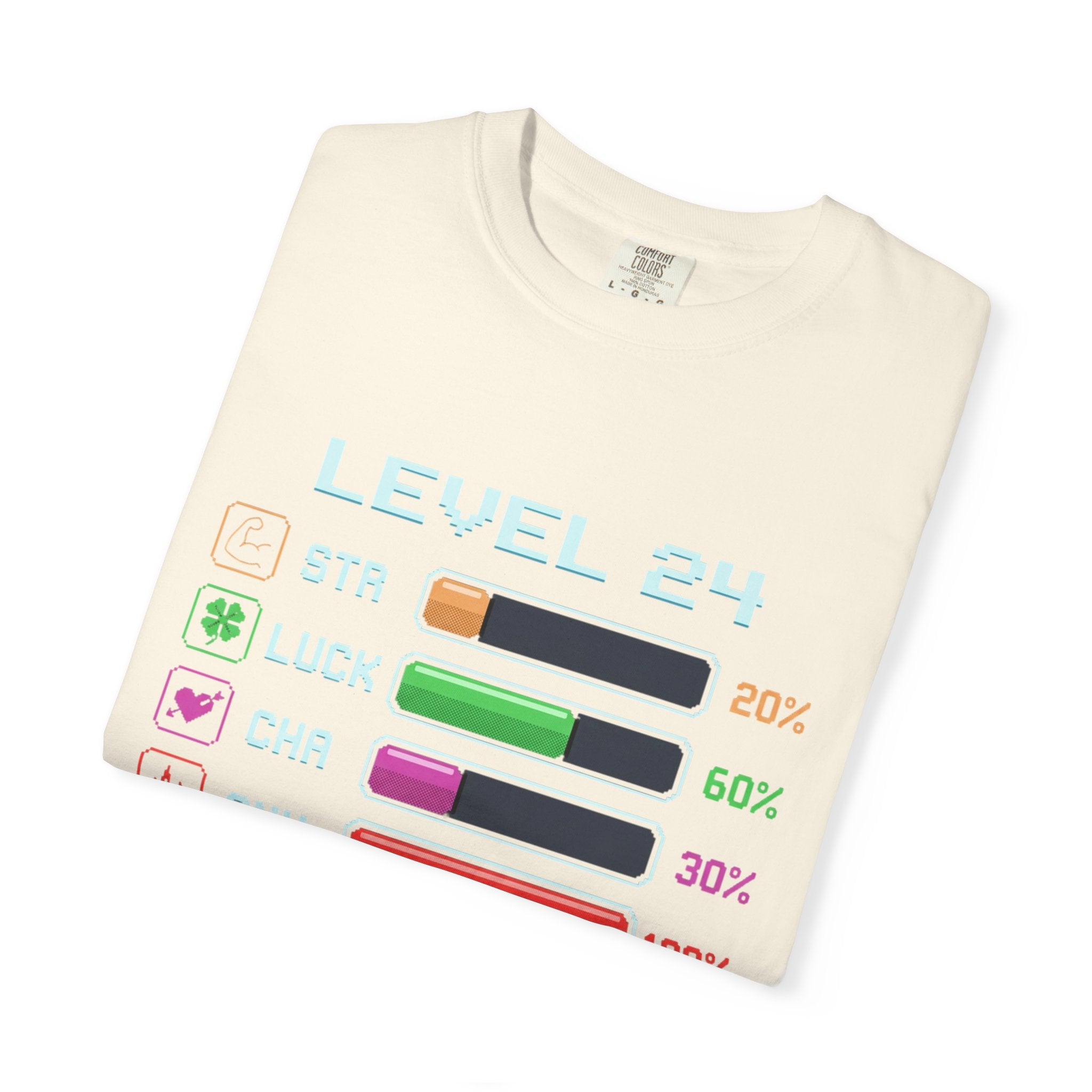Level 24 Progress Bars T-shirt | Gamer Stats Tee, Birthday Level Shirt