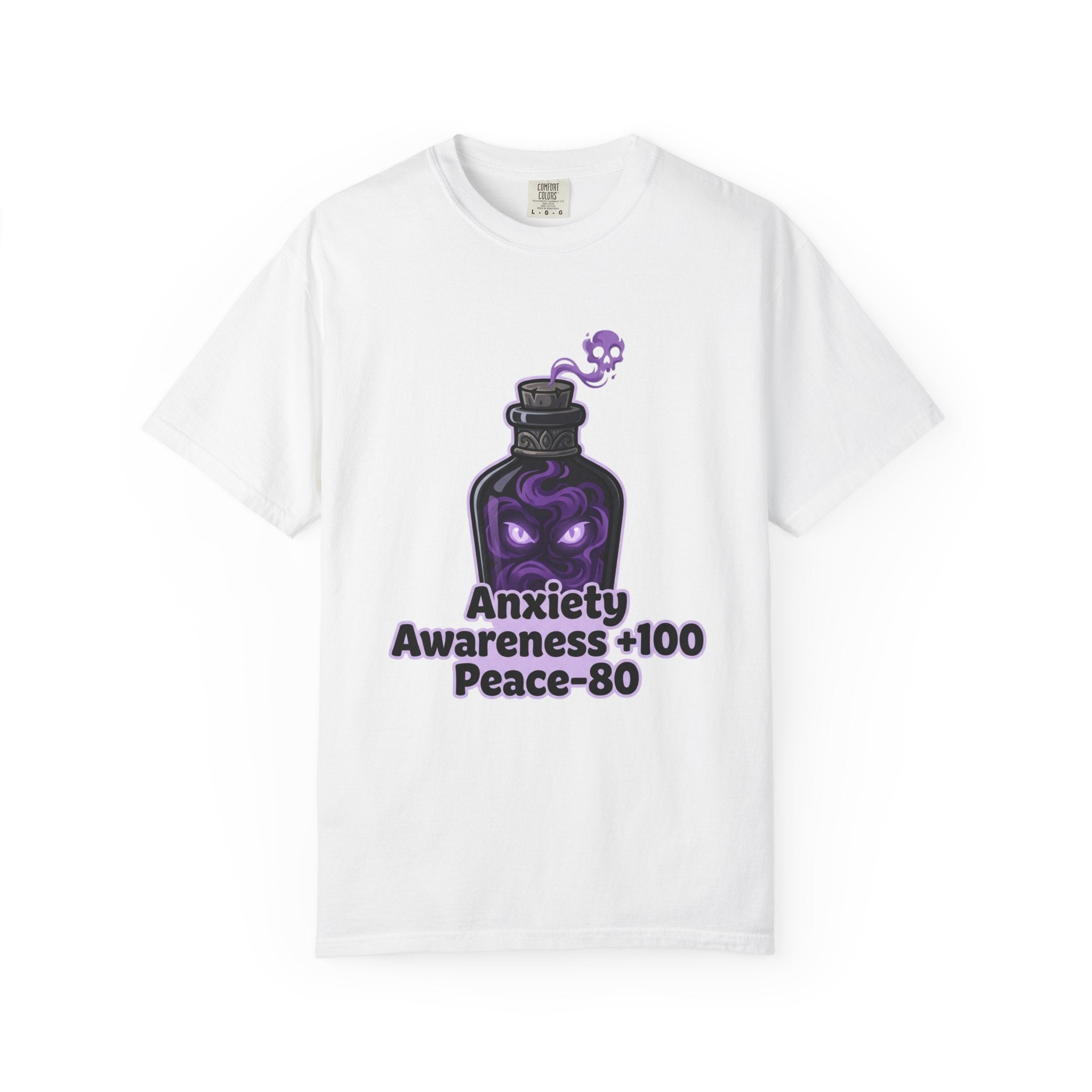 Anxiety Awareness Potion T-shirt | RPG Stat Style Mental Health Tee