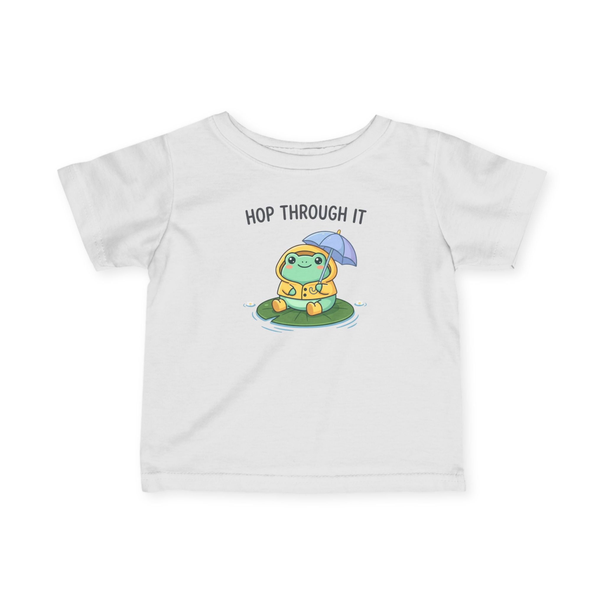 Hop Through It Frog Illustration Infant Tee | Cute Rainy Day Baby Shirt