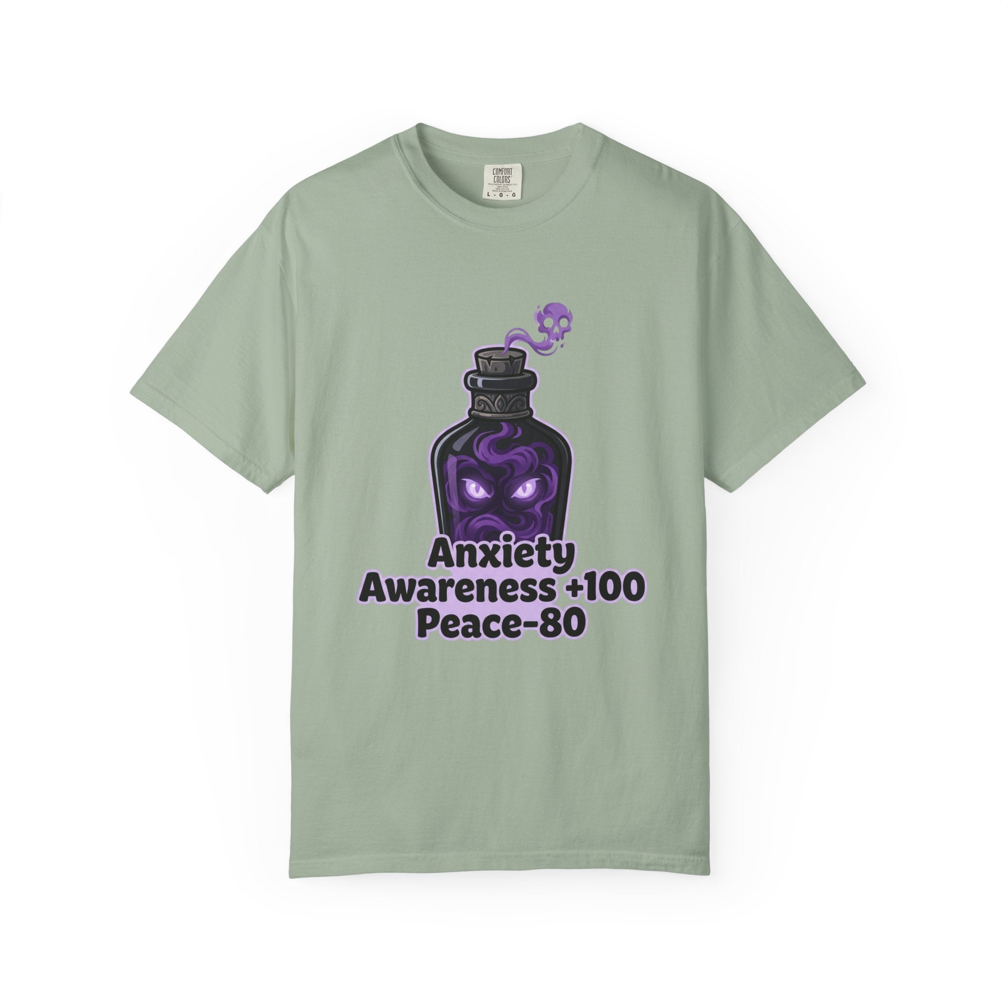 Anxiety Awareness Potion T-shirt | RPG Stat Style Mental Health Tee